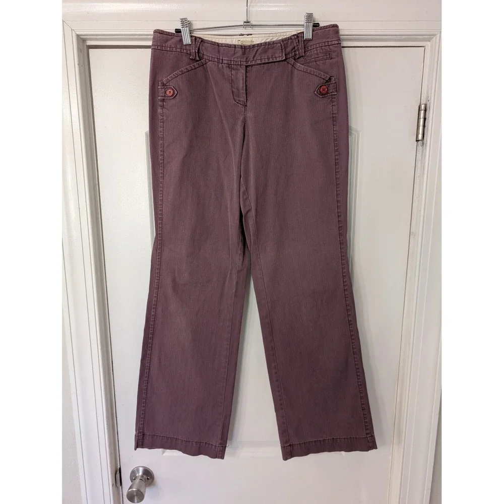 Elevenses Womens Pinstripe Wide Leg Trousers Pants 6 Mid Rise‎ Anthropologie 90s